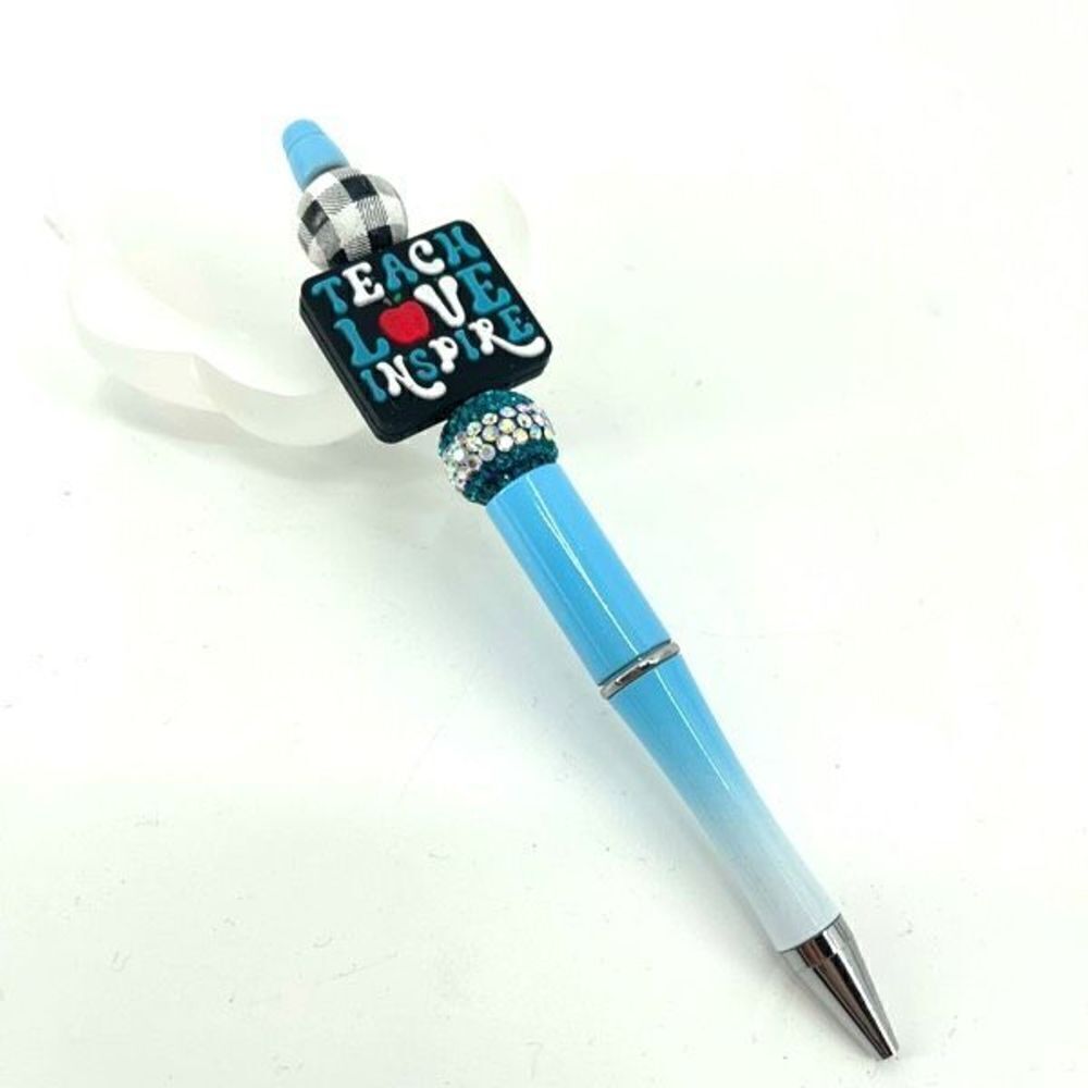 Teach love inspire pen handmade NEW teacher apple rhinestone bling teal red blac